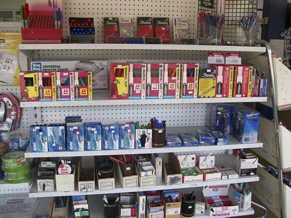 Display of pens and markers